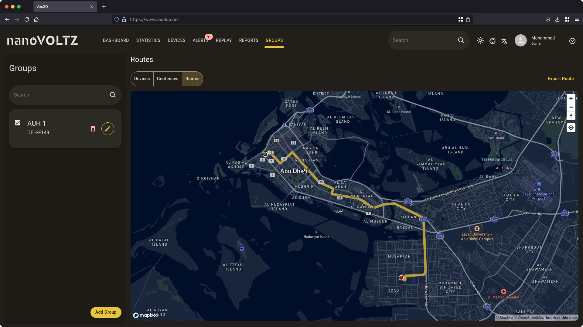 Routes Groups Screenshot